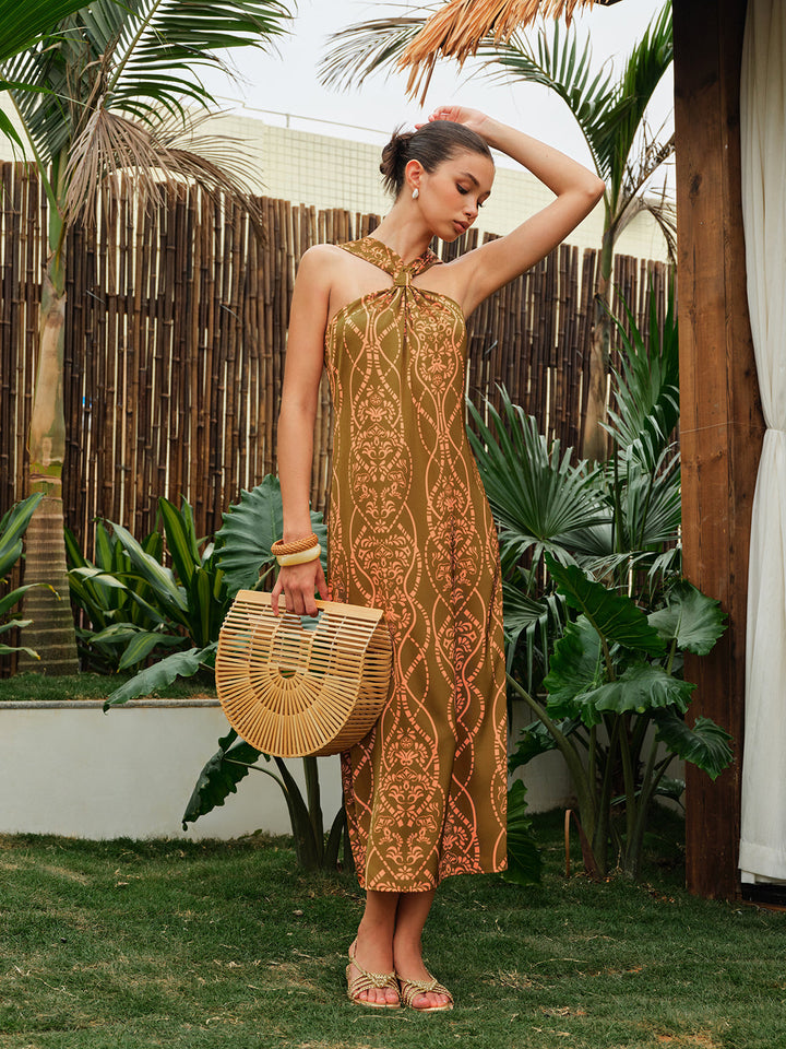 Satin Halter Neck Dress