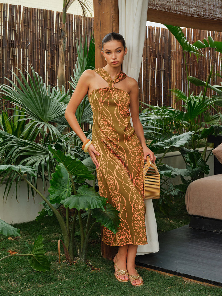 Satin Halter Neck Dress