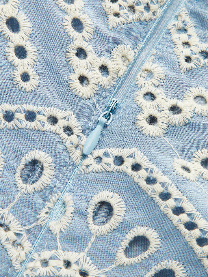 Semi-Sheer Embroidered Eyelet Cami Dress