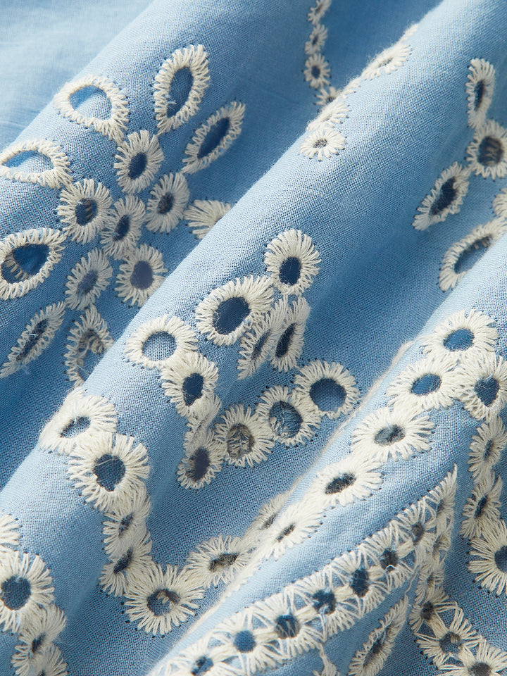 Semi-Sheer Embroidered Eyelet Cami Dress