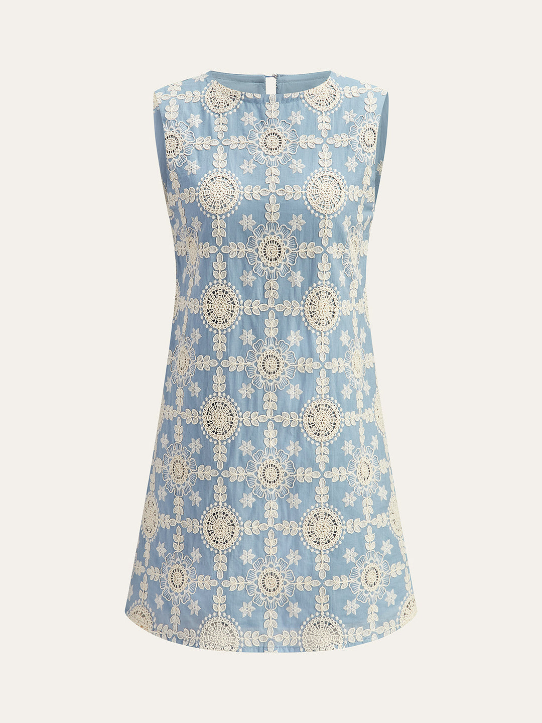 Embroidered Cotton Sleeveless Dress