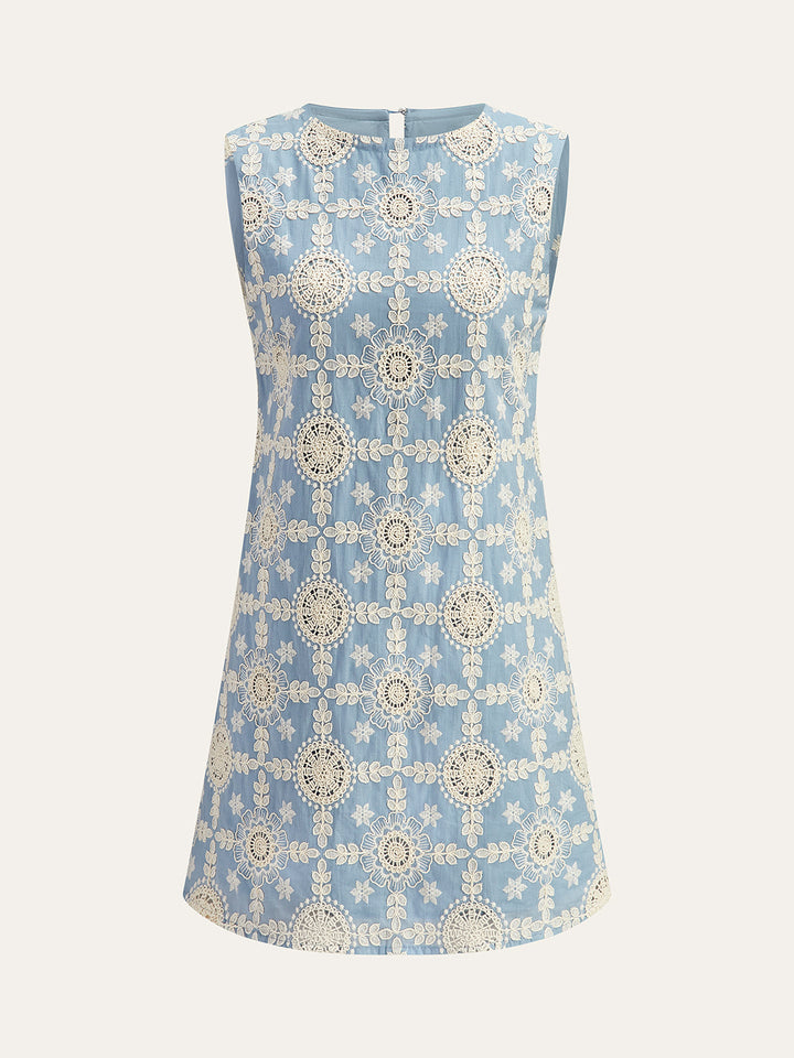 Embroidered Cotton Sleeveless Dress