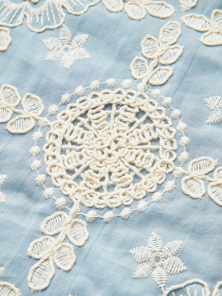 Embroidered Cotton Sleeveless Dress