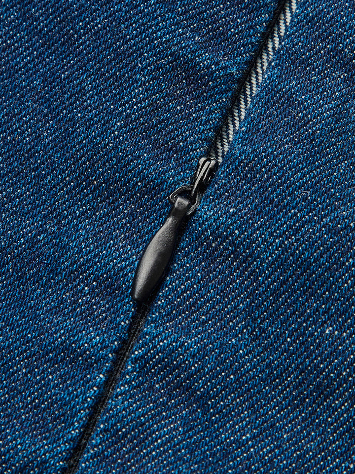 Cross-Back Denim Flared Dress