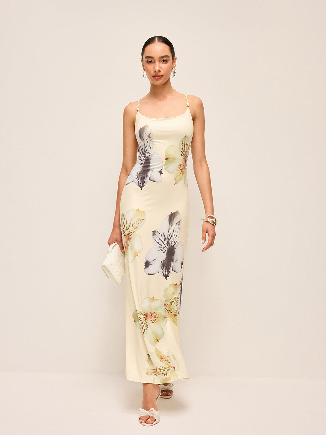 Backless Lace-Up Floral Dress