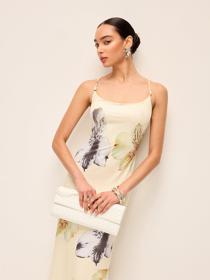 Backless Lace-Up Floral Dress