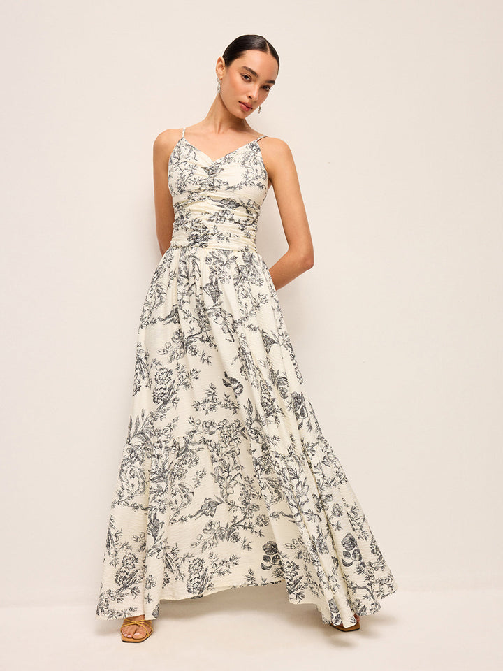 Floral Print Ruched Cami Dress