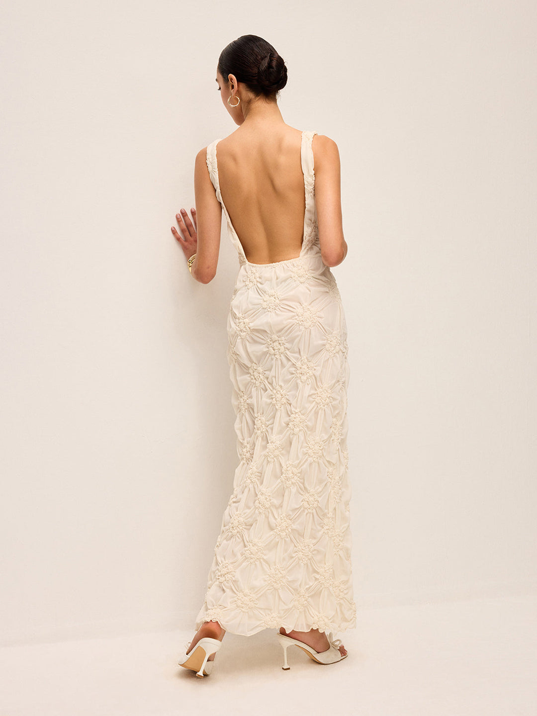 Elegant Embroidered Slit Maxi Dress