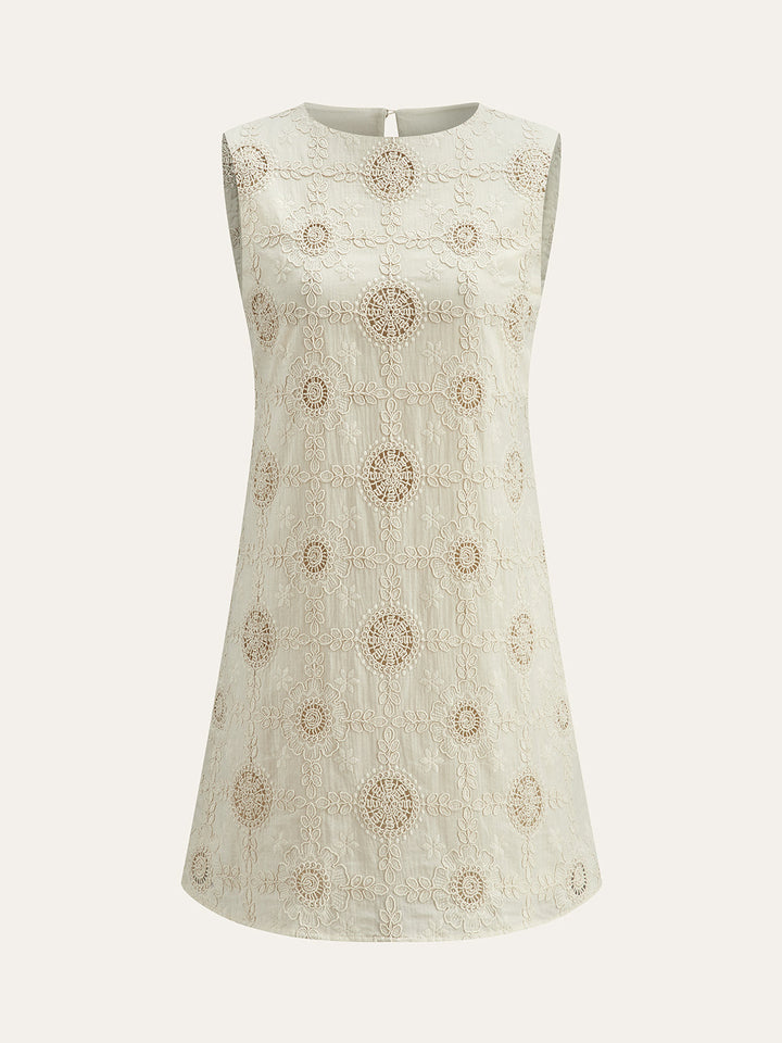 Embroidered Cotton Sleeveless Dress