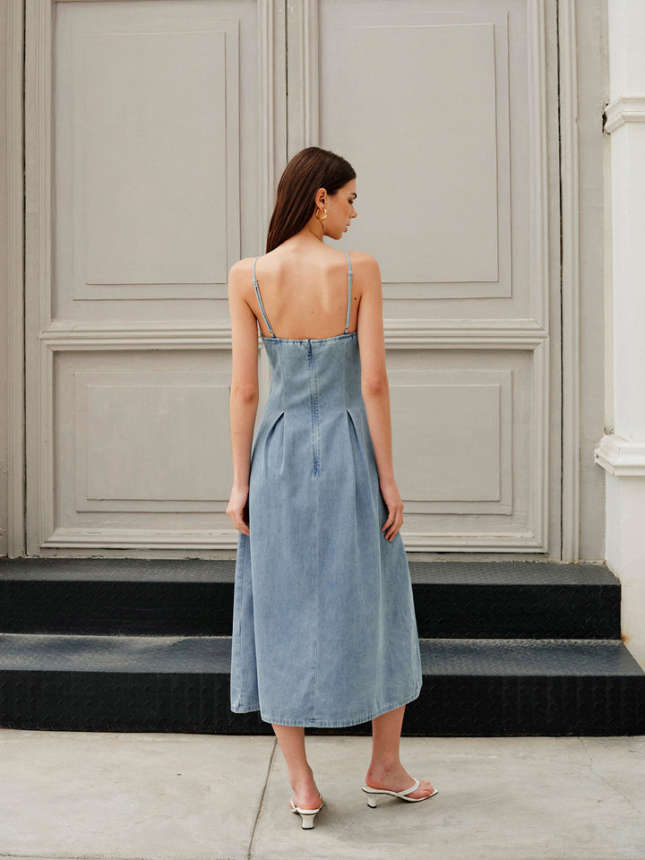 Minimalist Zipper Denim Dress