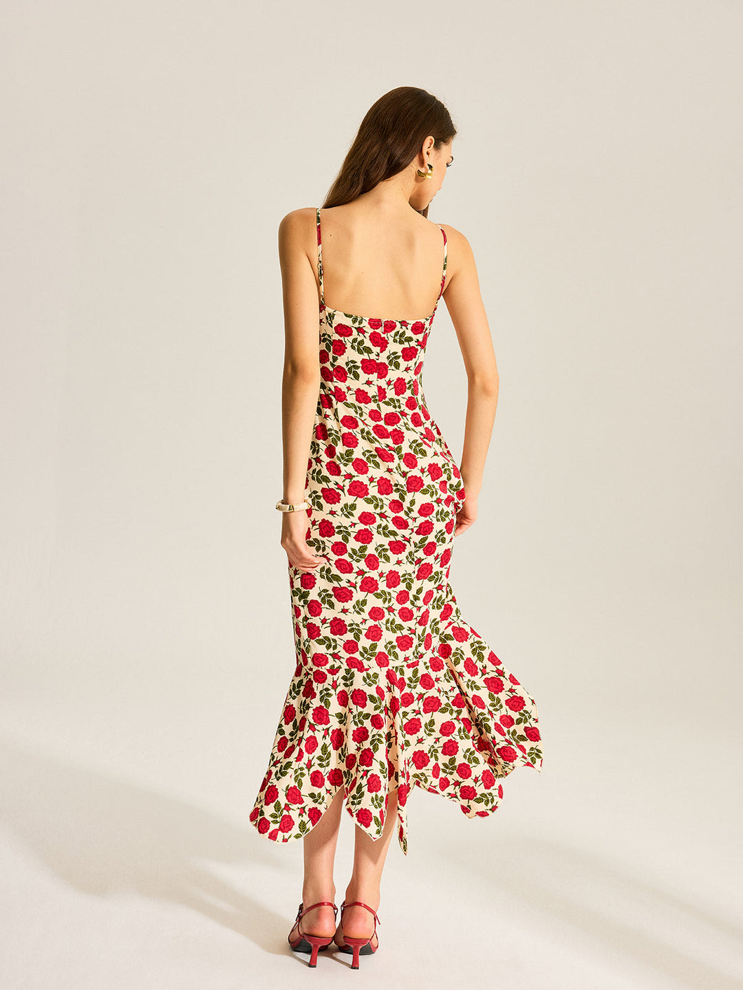 Floral Print Ruffle Hem Maxi Dress