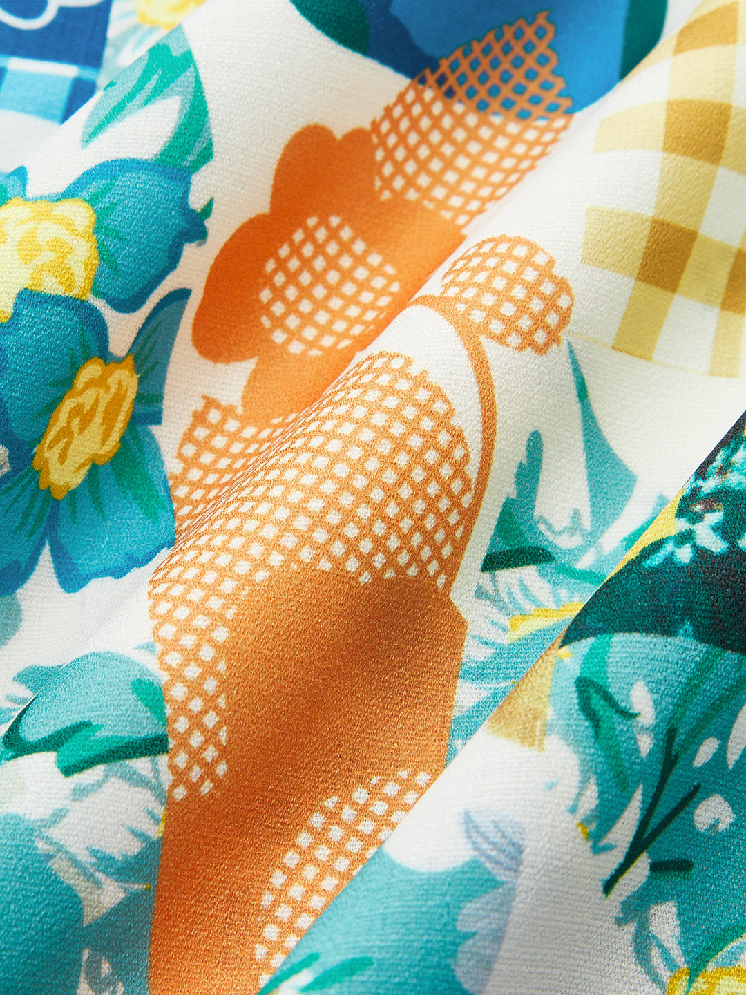 Lemonade Print Lace Trim Long Dress