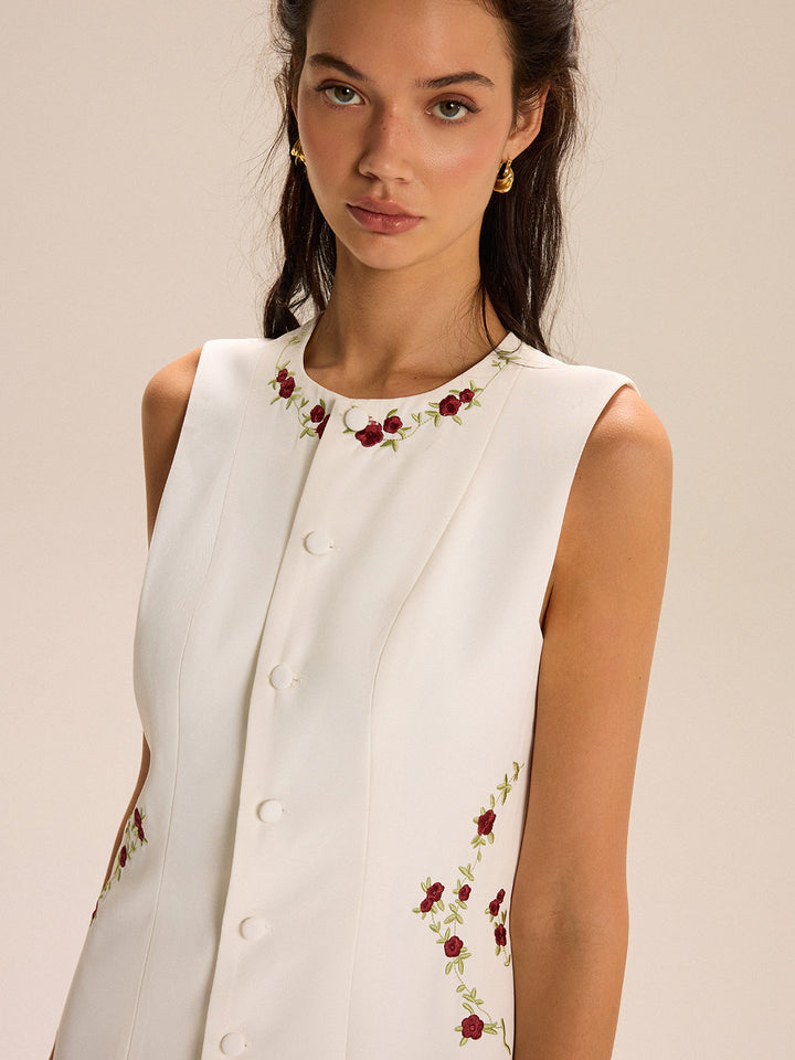 Embroidered Floral Mini Dress