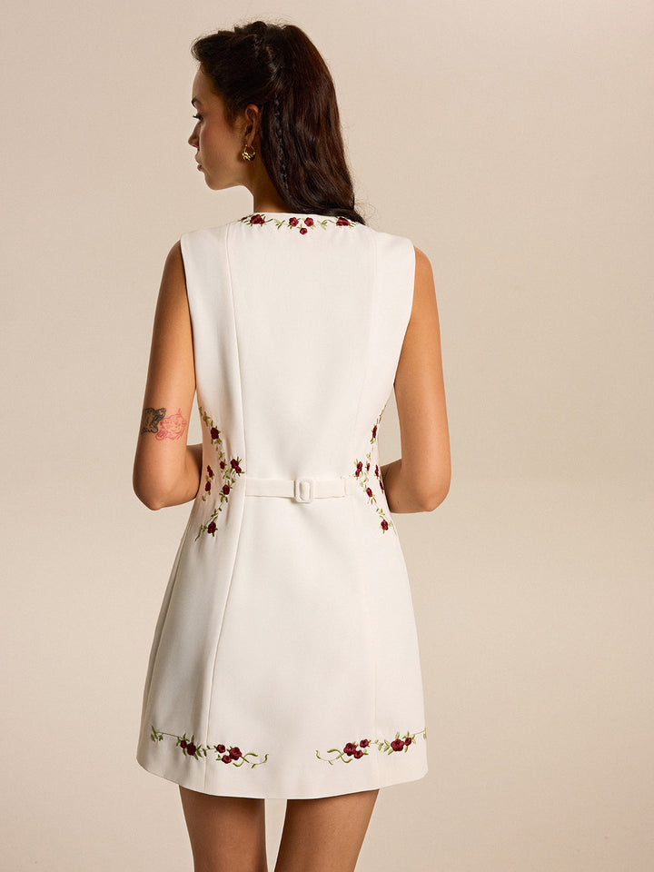 Embroidered Floral Mini Dress