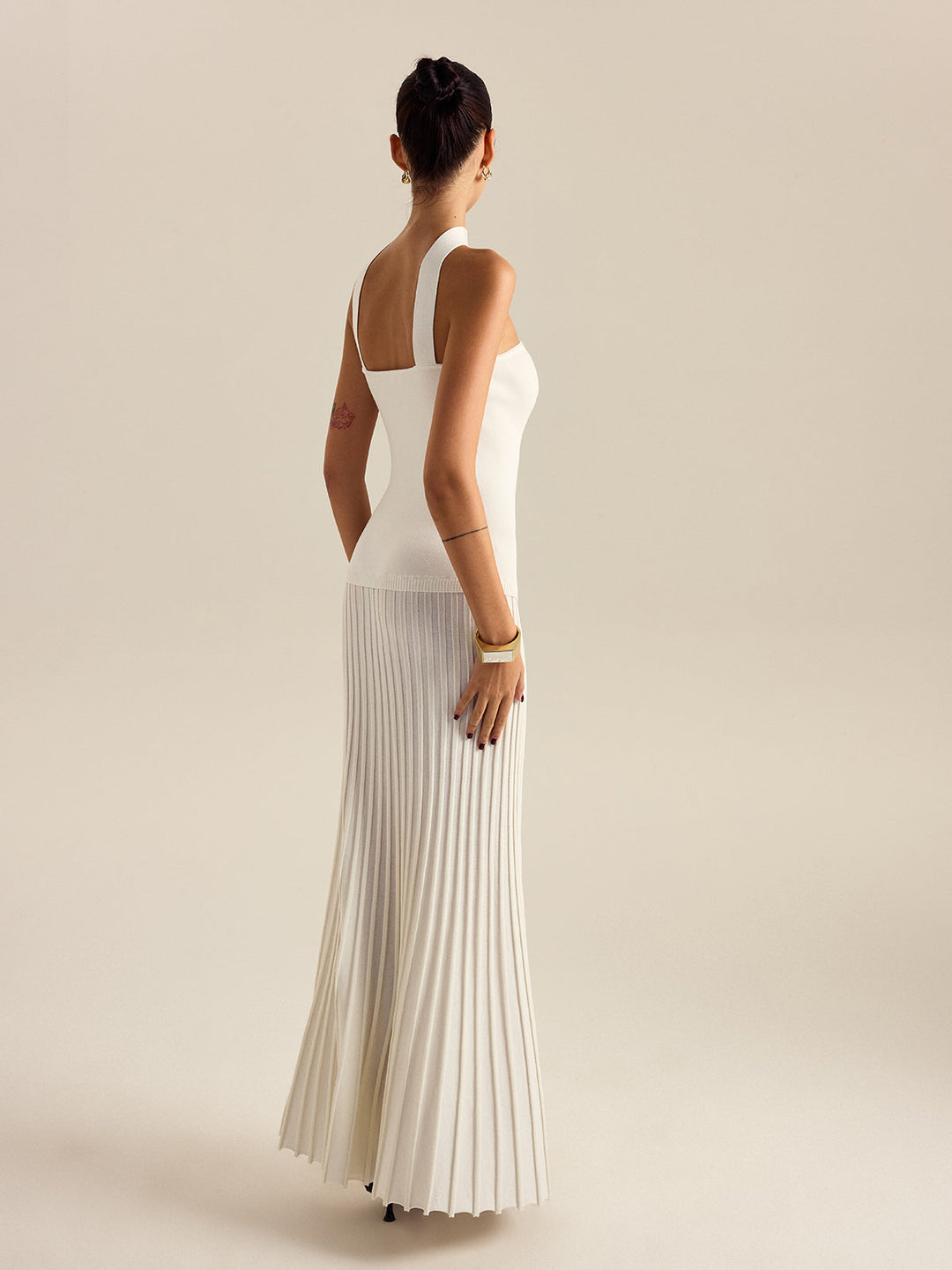 Halterneck Pleated Maxi Dress