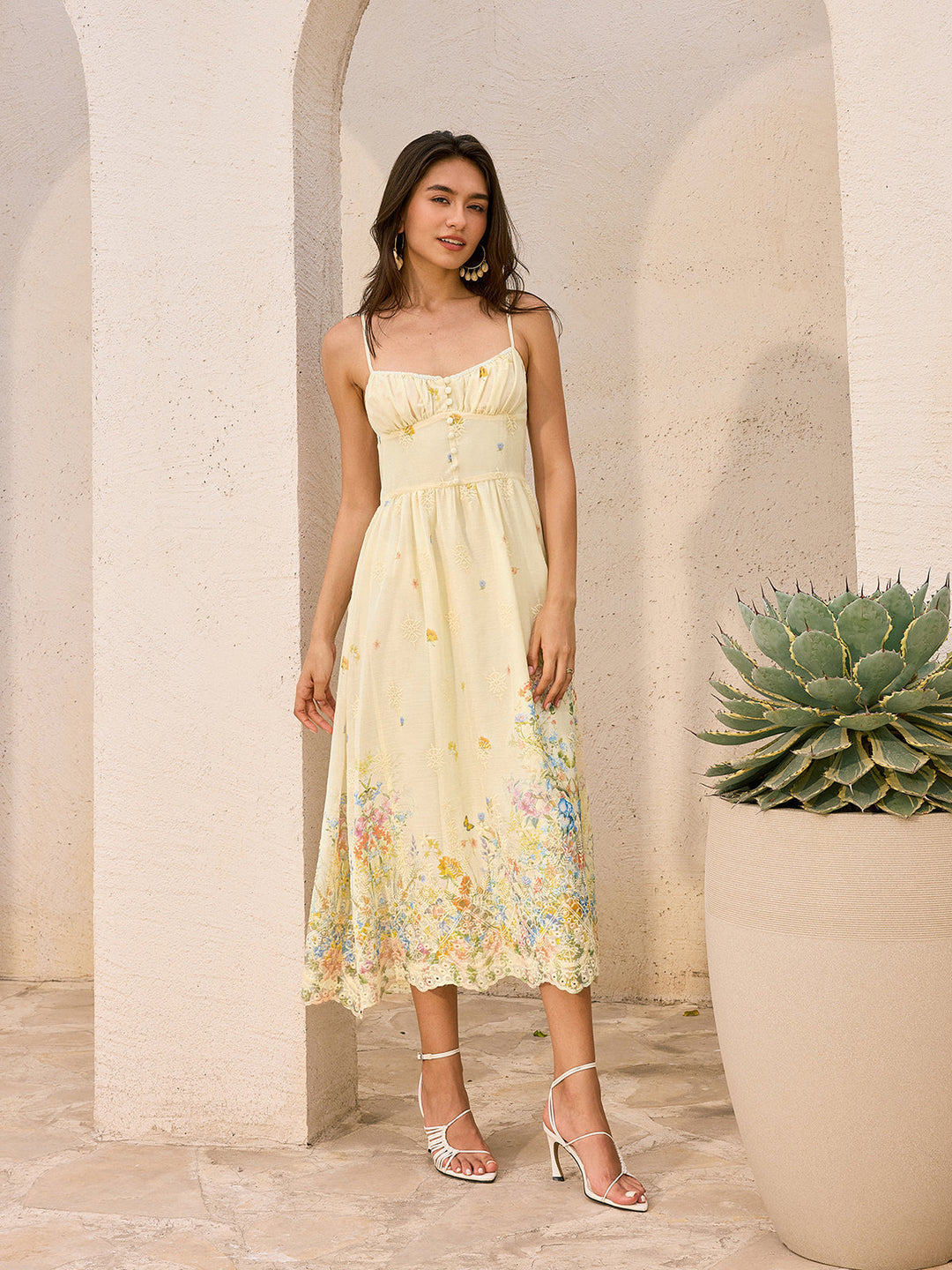 Floral Embroidered Midi Dress