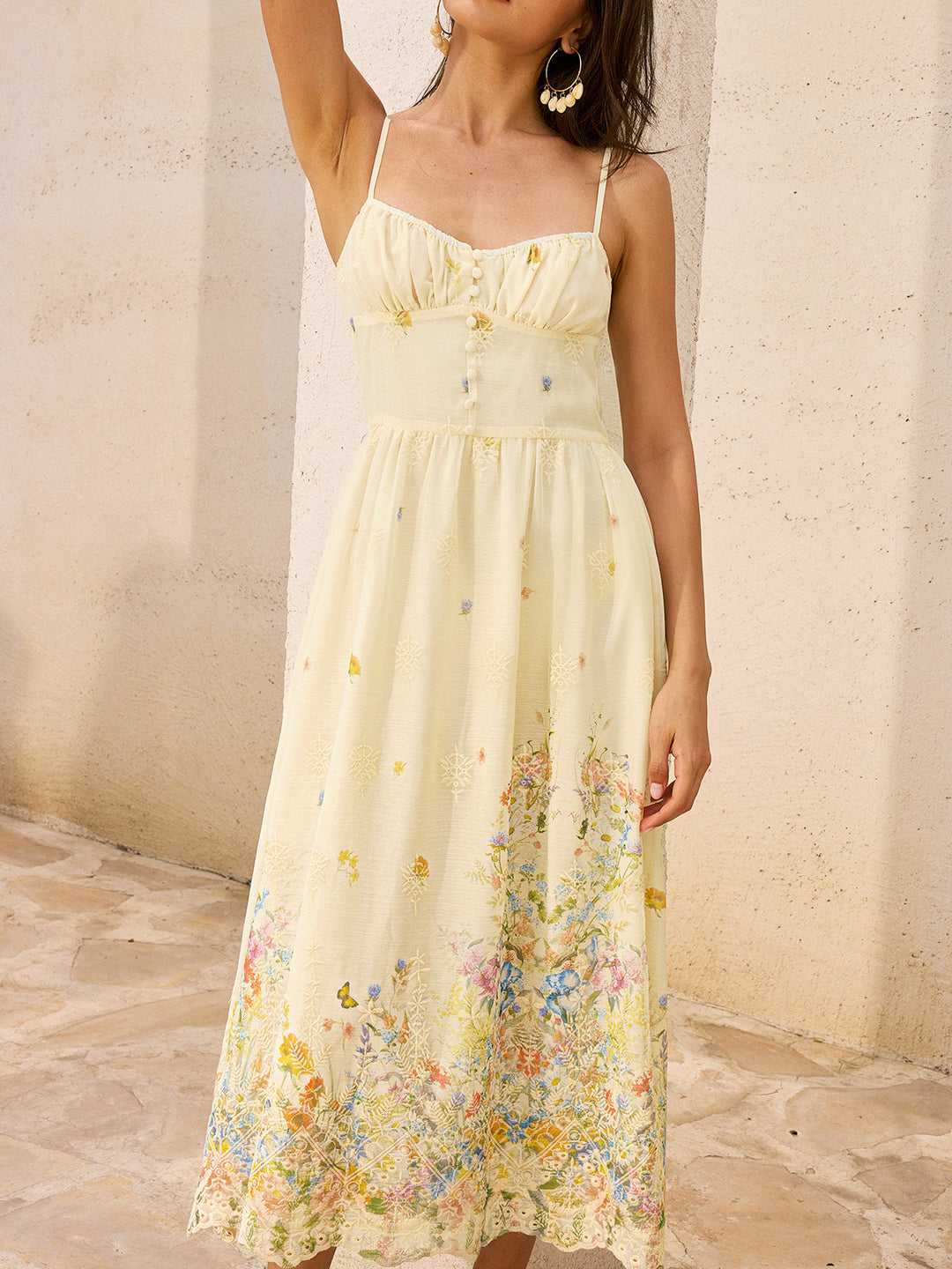 Floral Embroidered Midi Dress