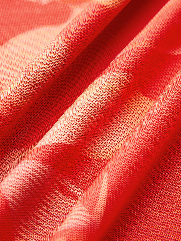 Semi-Sheer Ruffled Floral Halter Dress