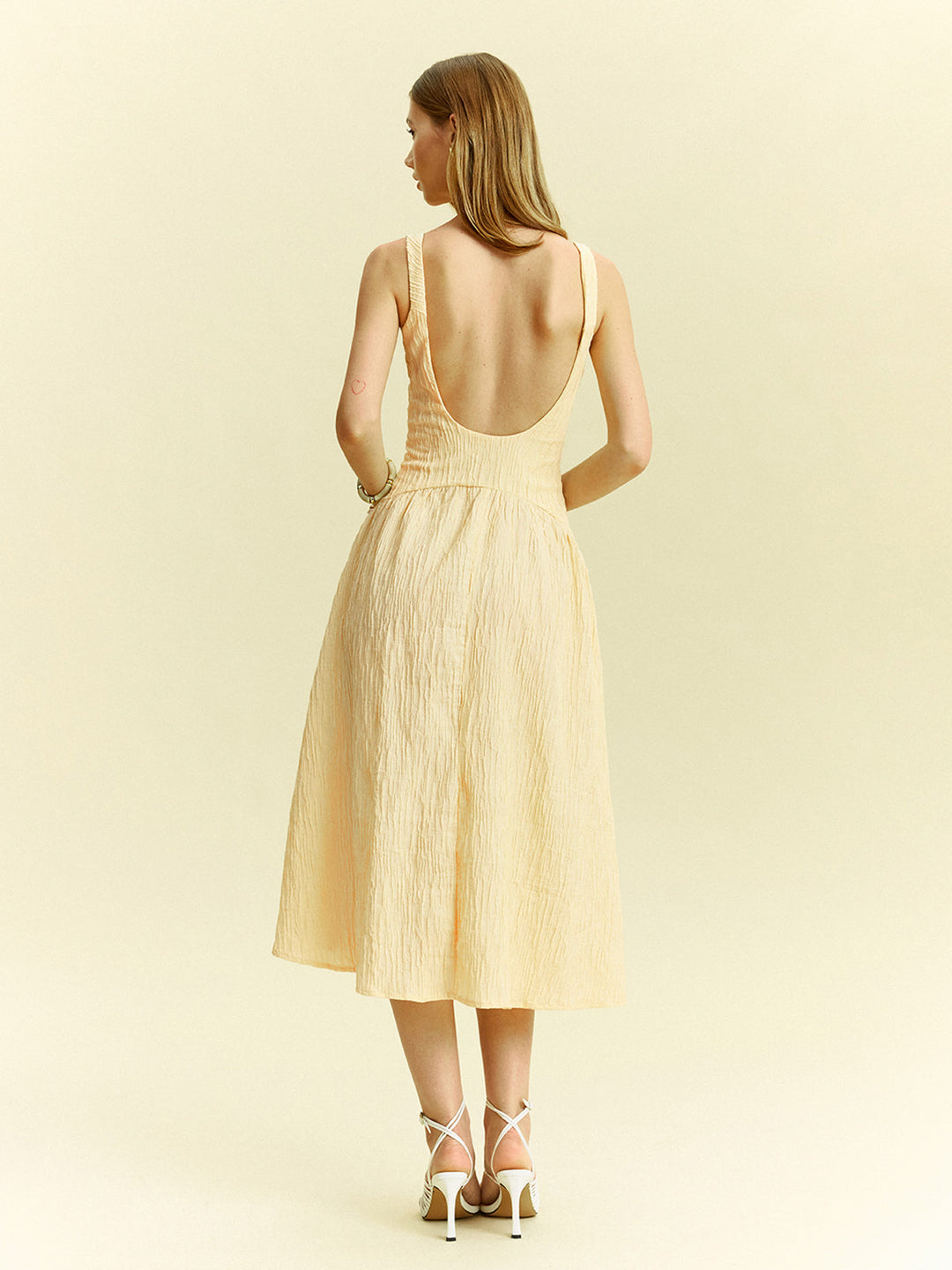 Textured Sleeveless Midi Dress