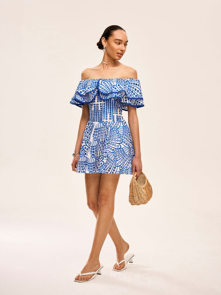 Semi-Sheer Off-Shoulder Ruffled Dress