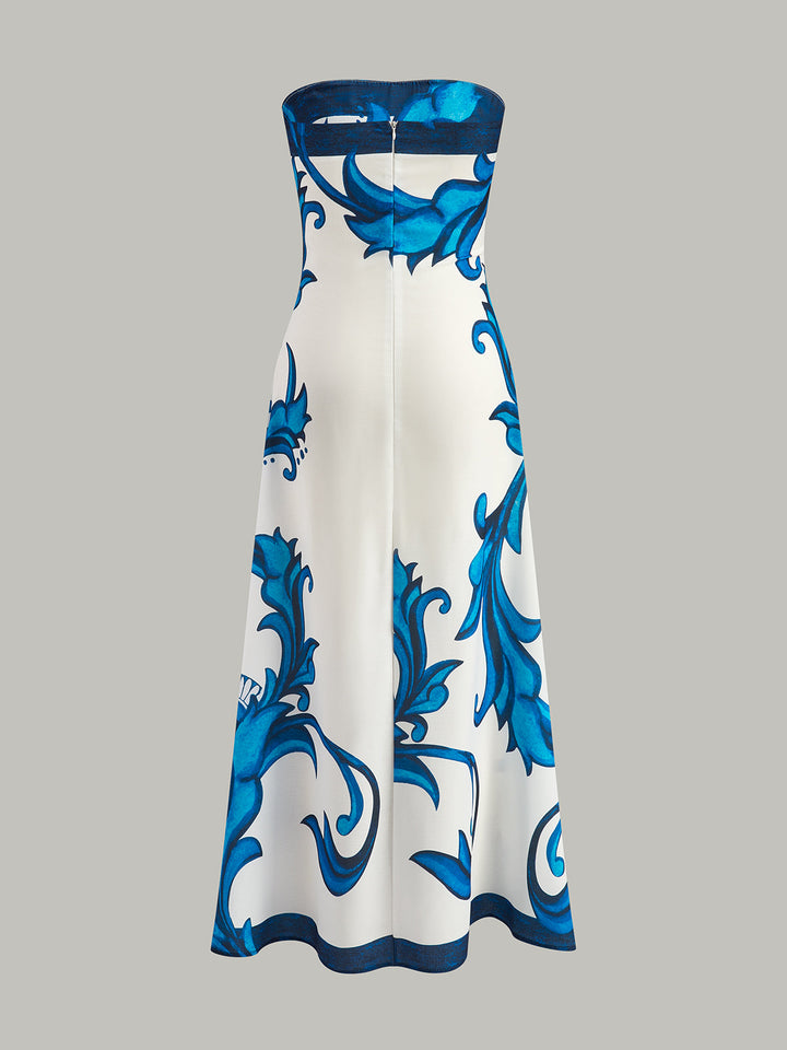 Strapless Floral Print Maxi Dress