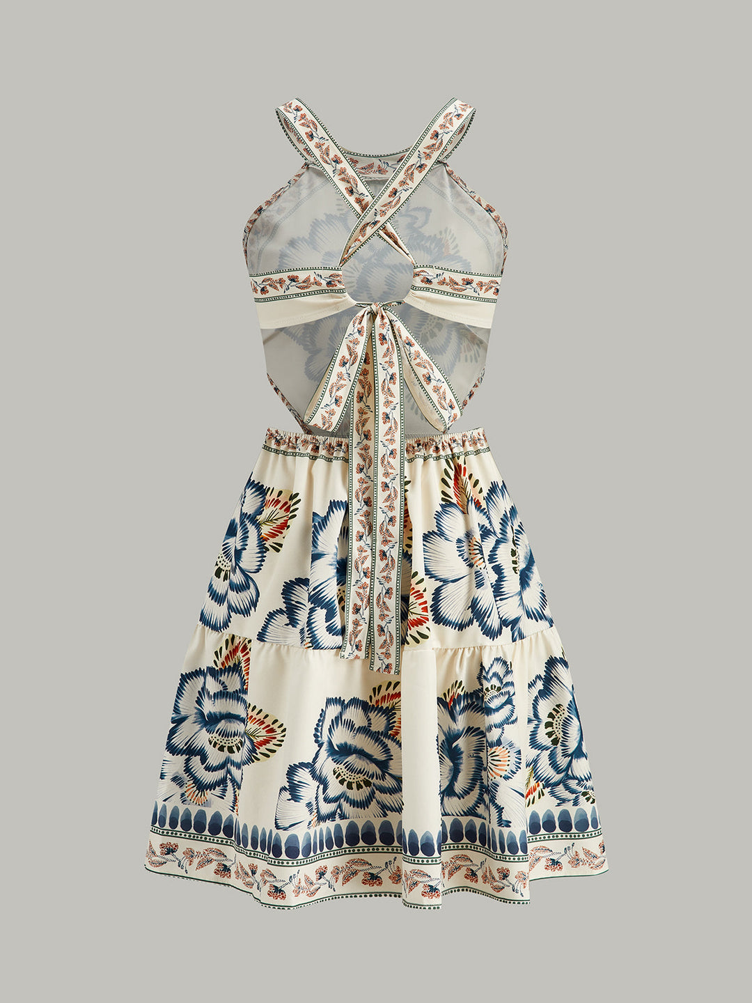 Floral Print Backless Dress