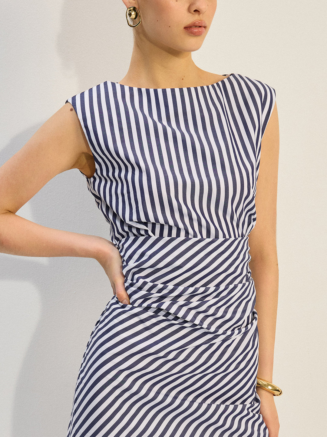 Striped Ruched Mini Dress