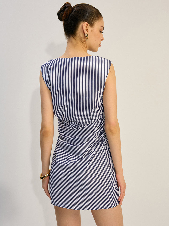 Striped Ruched Mini Dress