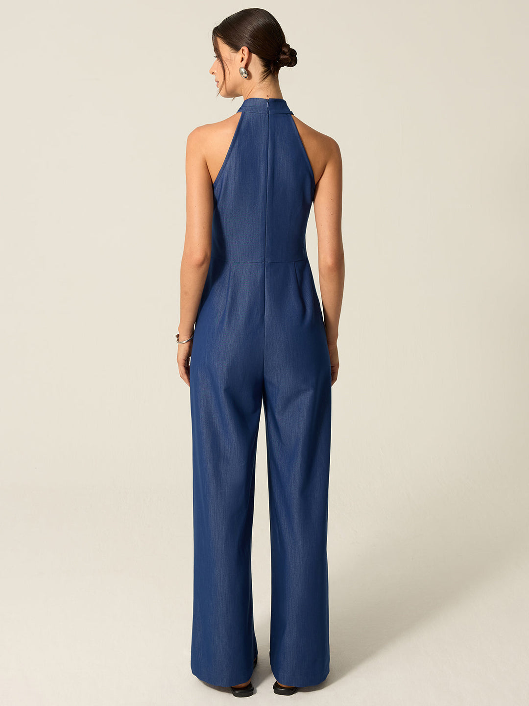 Pocketed Halter Wide-Leg Jumpsuit