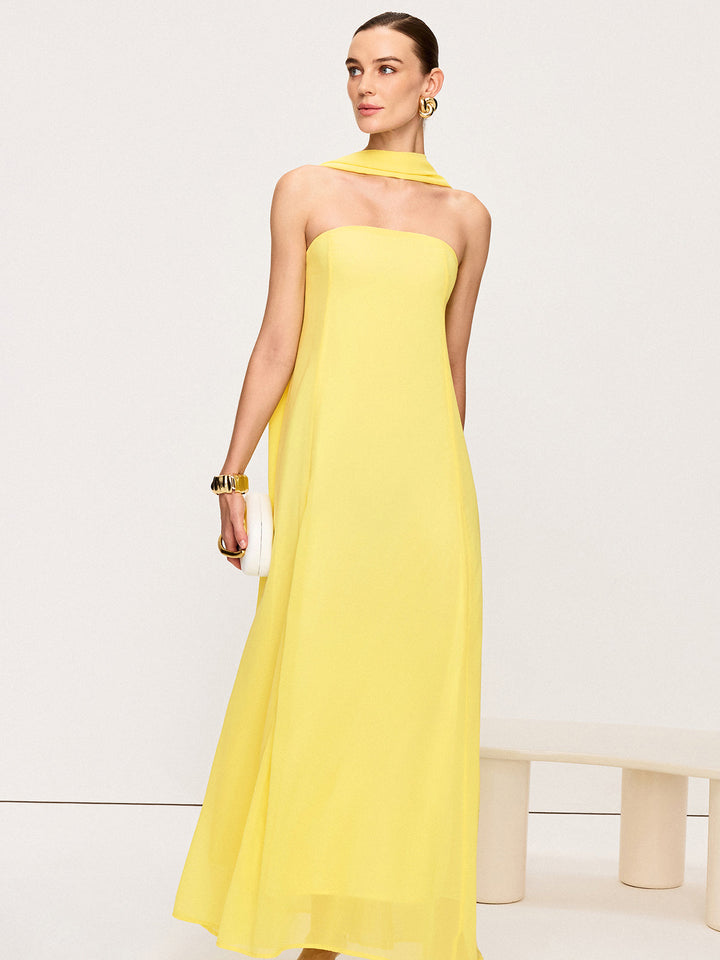 Halter Neck Chiffon Maxi Dress