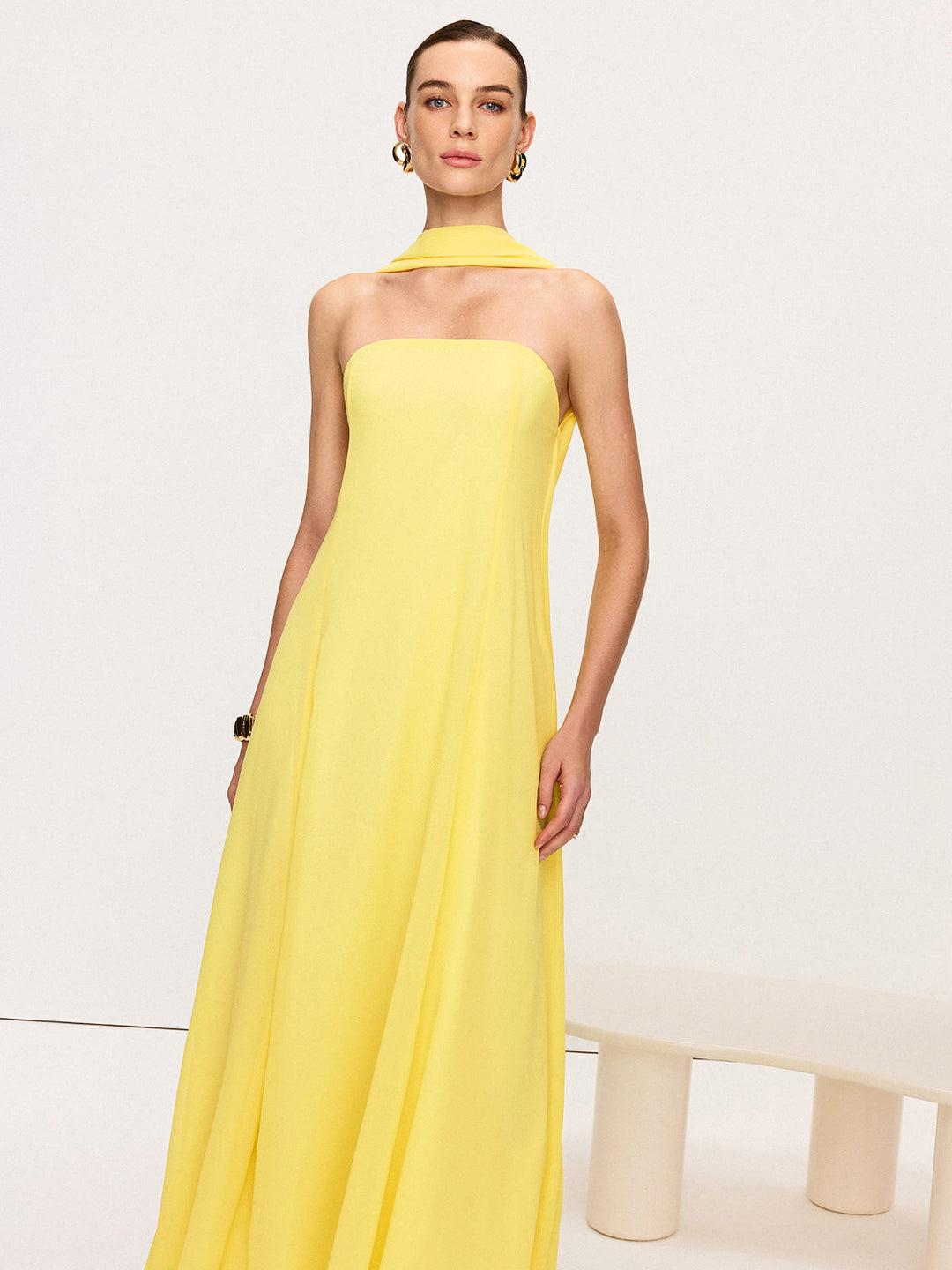 Halter Neck Chiffon Maxi Dress