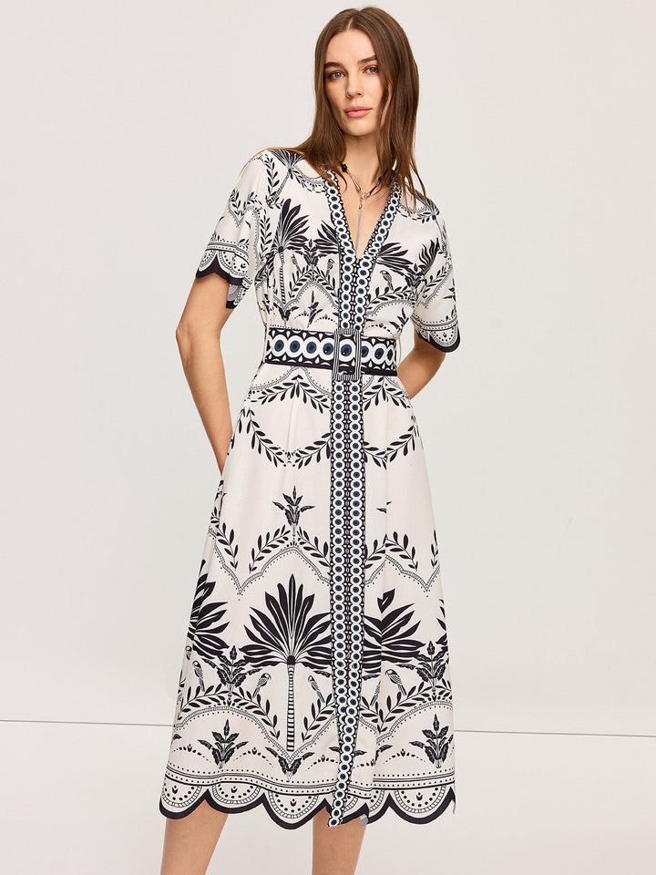 Boho Floral V-Neck Midi Dress