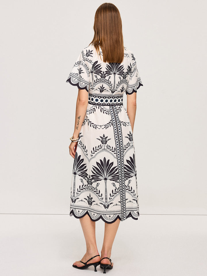 Boho Floral V-Neck Midi Dress