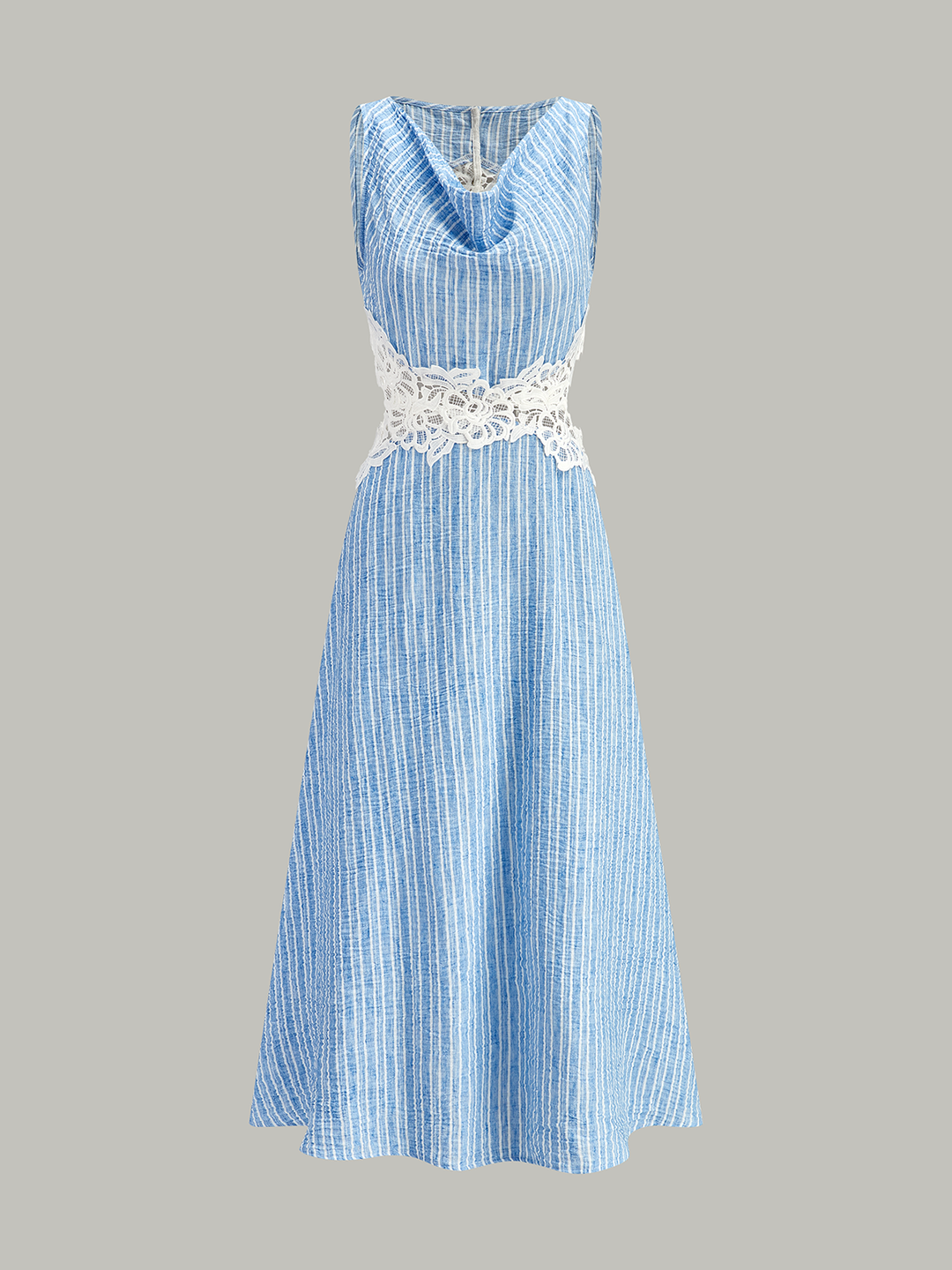 Striped Backless Dress with Lace Detail