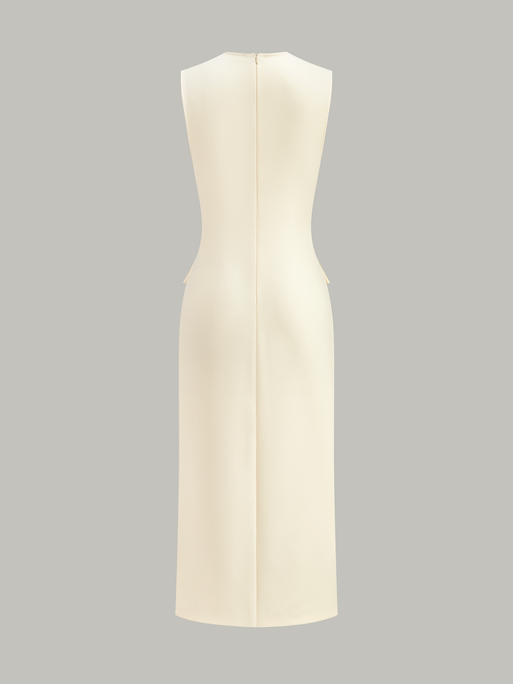 Button-Front Belted Maxi Dress