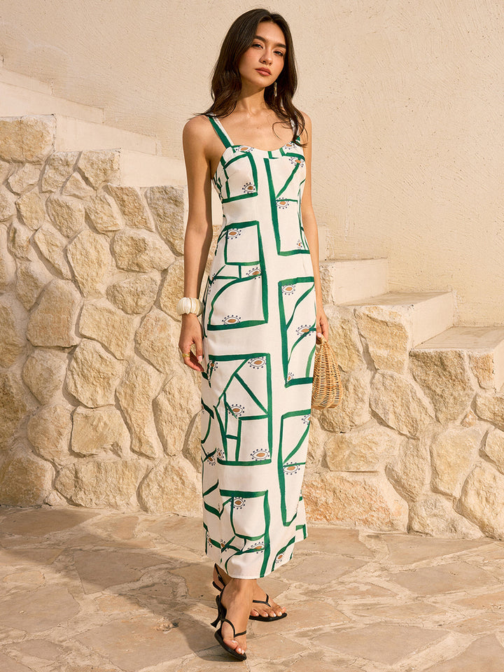 Geometric Print Maxi Dress