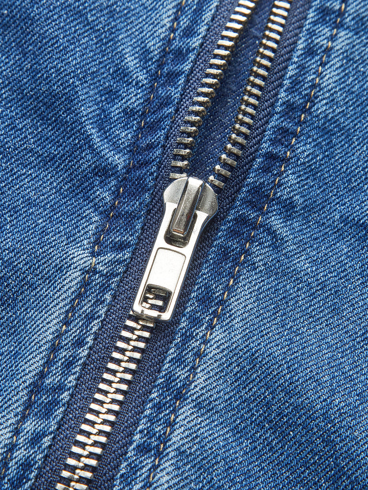 Sweetheart Collar Denim Dress