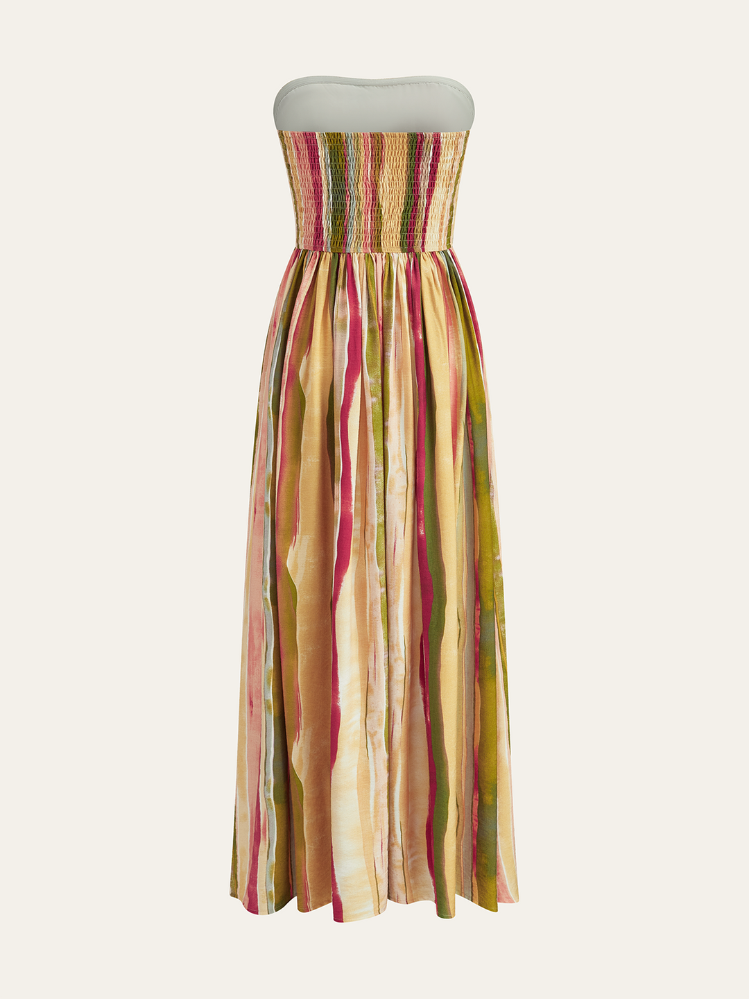 Colorful Striped Strapless Cotton Maxi Dress