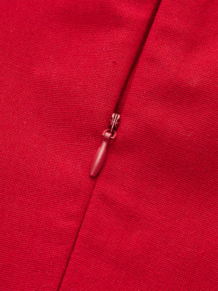 Shirt-Collar Pleated Dress with Belt