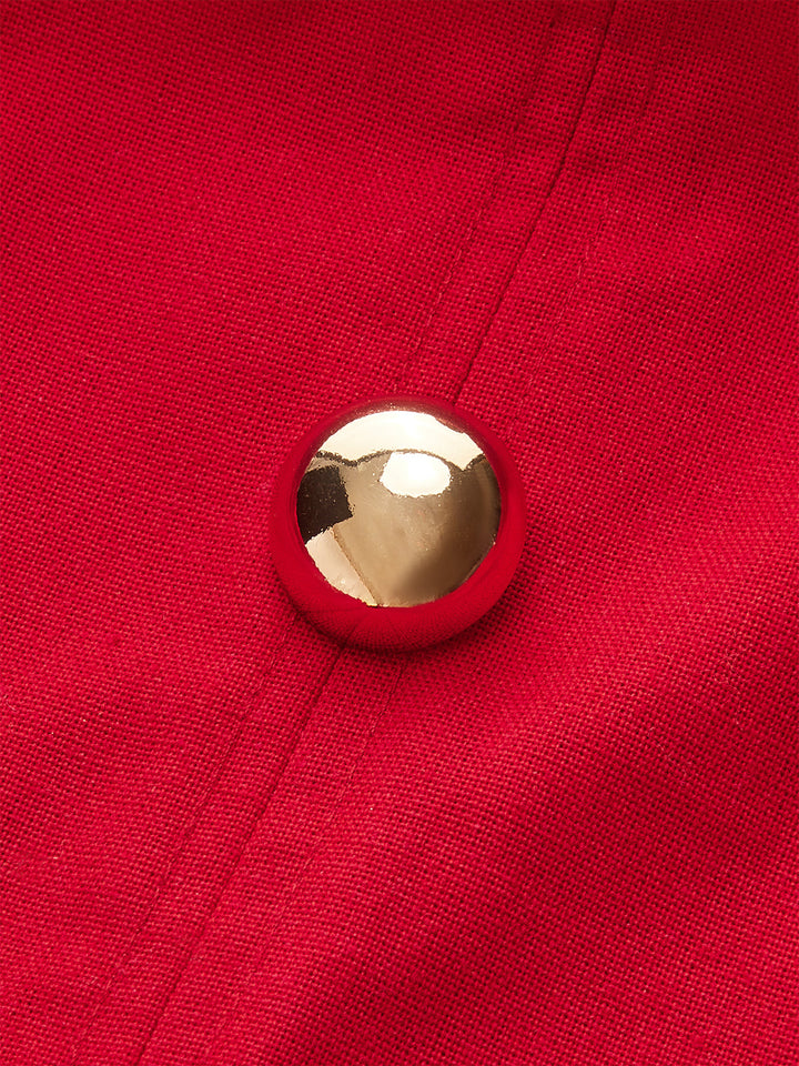 Shirt-Collar Pleated Dress with Belt