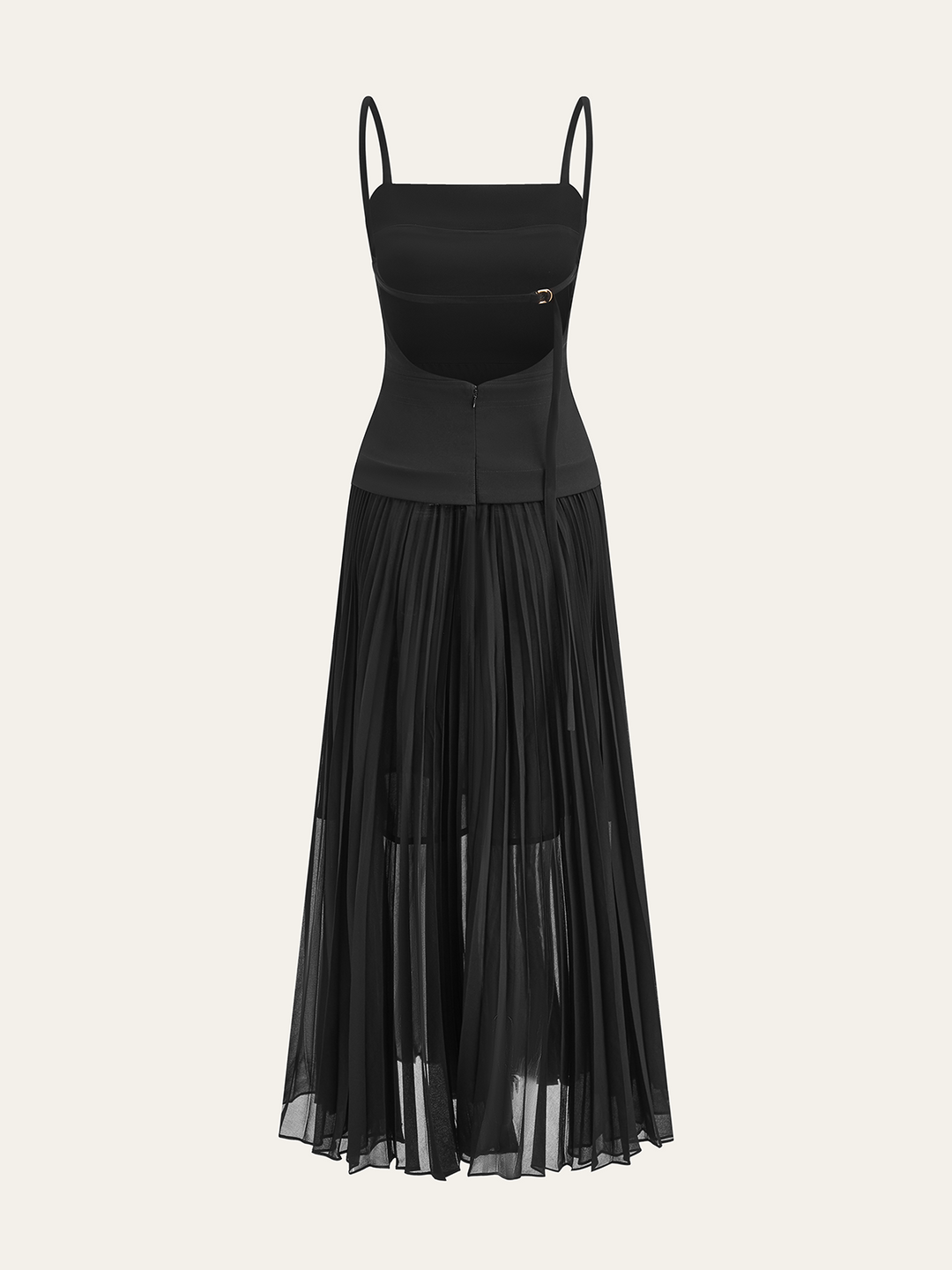 Spaghetti-Strap Backless Pleated Maxi Dress