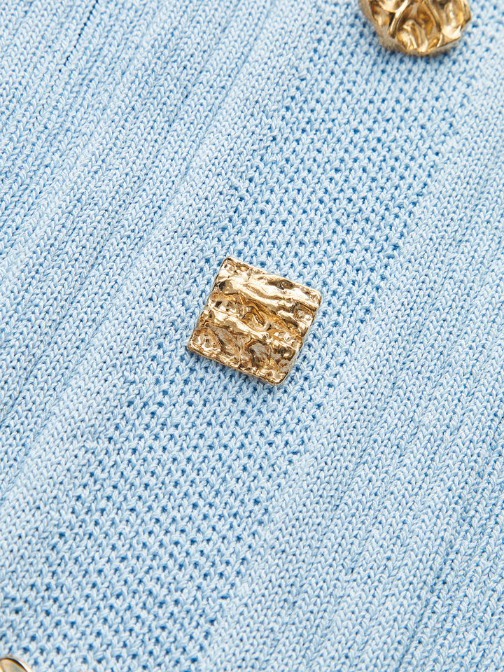 Sleeveless Button-Front Knitted Maxi Dress