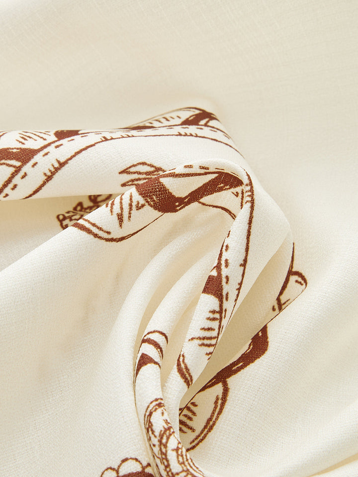 Printed Shirt Dress with Rope Tie Belt