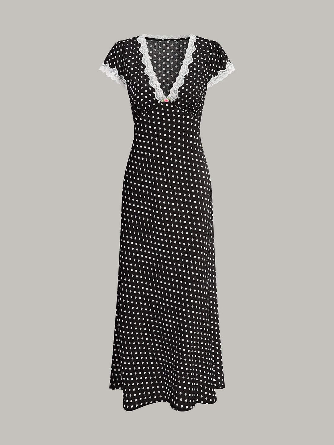 Polka Dot Lace-Trim Dress