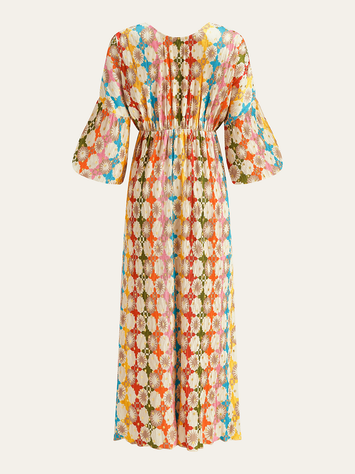 Jacquard Print V-Neck Dress