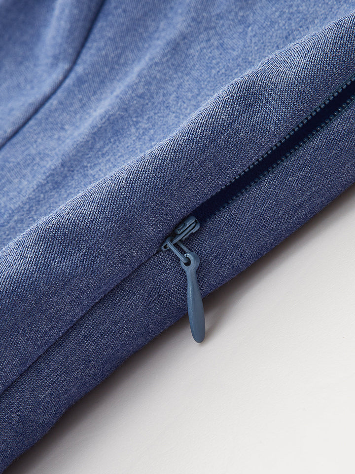 Metal Button Halter Neck Pleated Dress