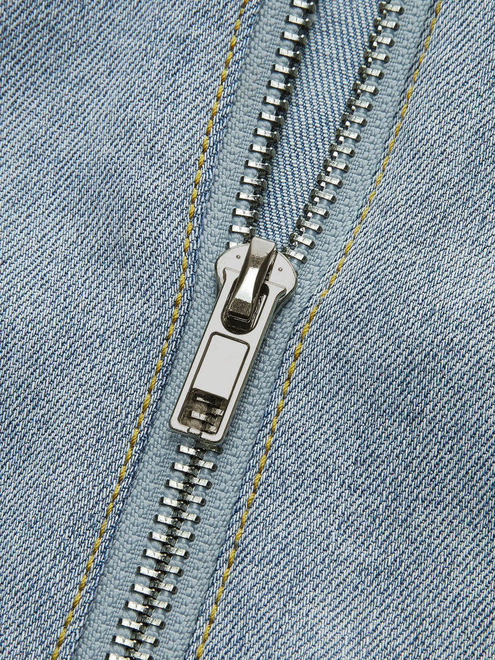 Button-Front Denim Sleeveless Dress