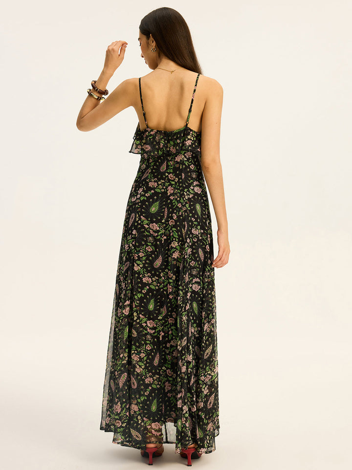 Floral Printed Chiffon Maxi Dress