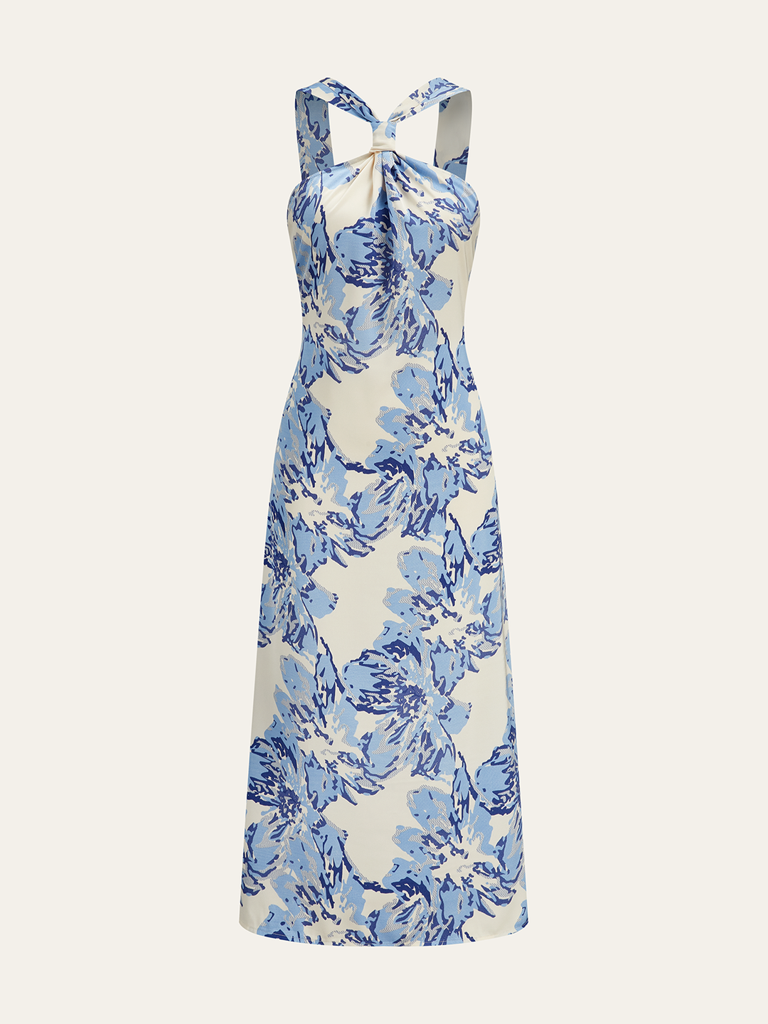 Halter Neck Floral Print Midi Dress