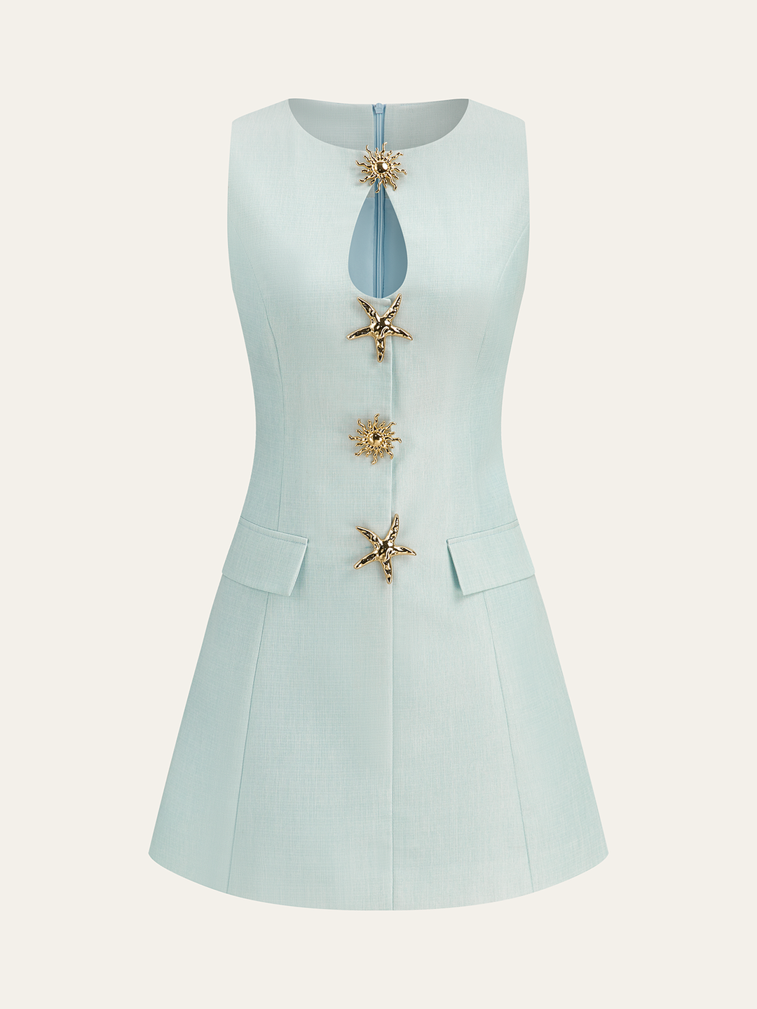 Floral Print Decor Pocket Dress